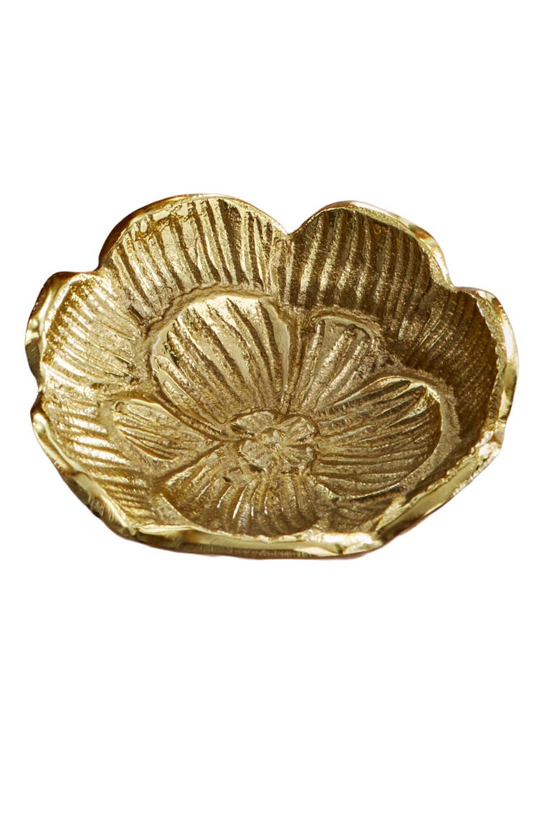 Blossom Cast Aluminum Dish Small Antique Brass Aluminum Everyday,Spring, Main, color, Gold