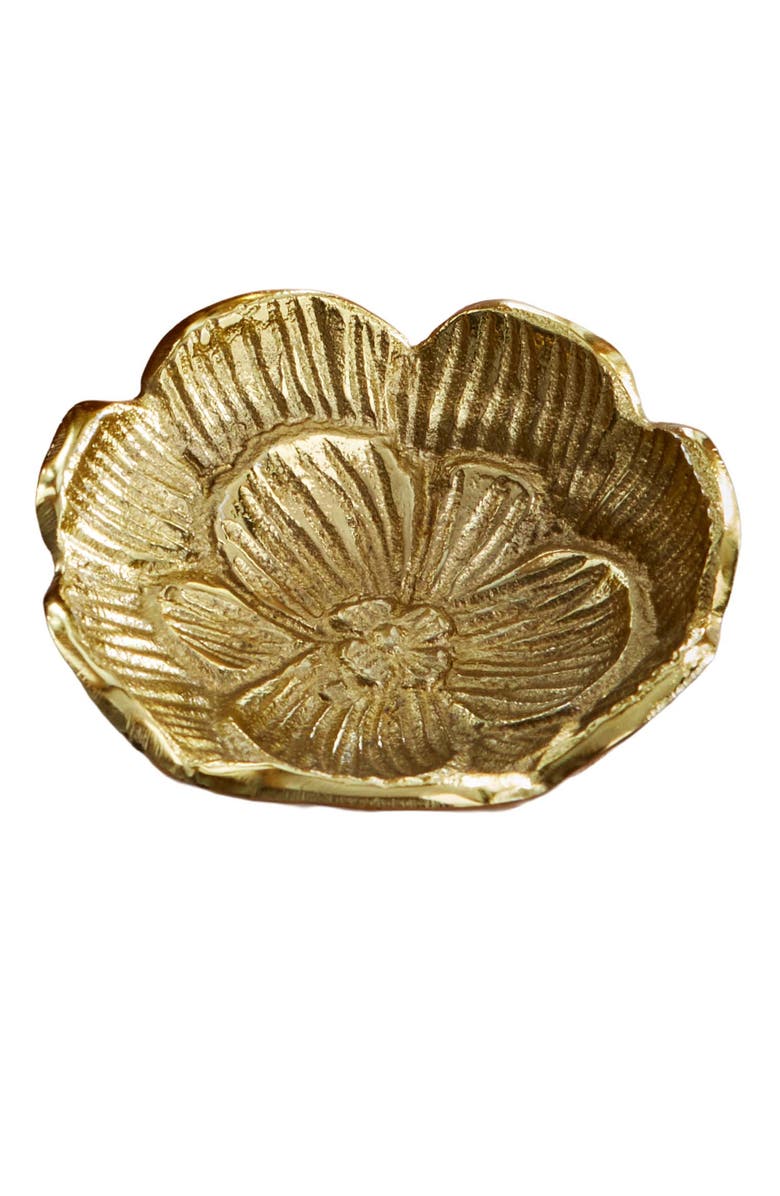 tag Blossom Cast Aluminum Dish Small Antique Brass Aluminum Everyday,Spring, Main, color, Gold