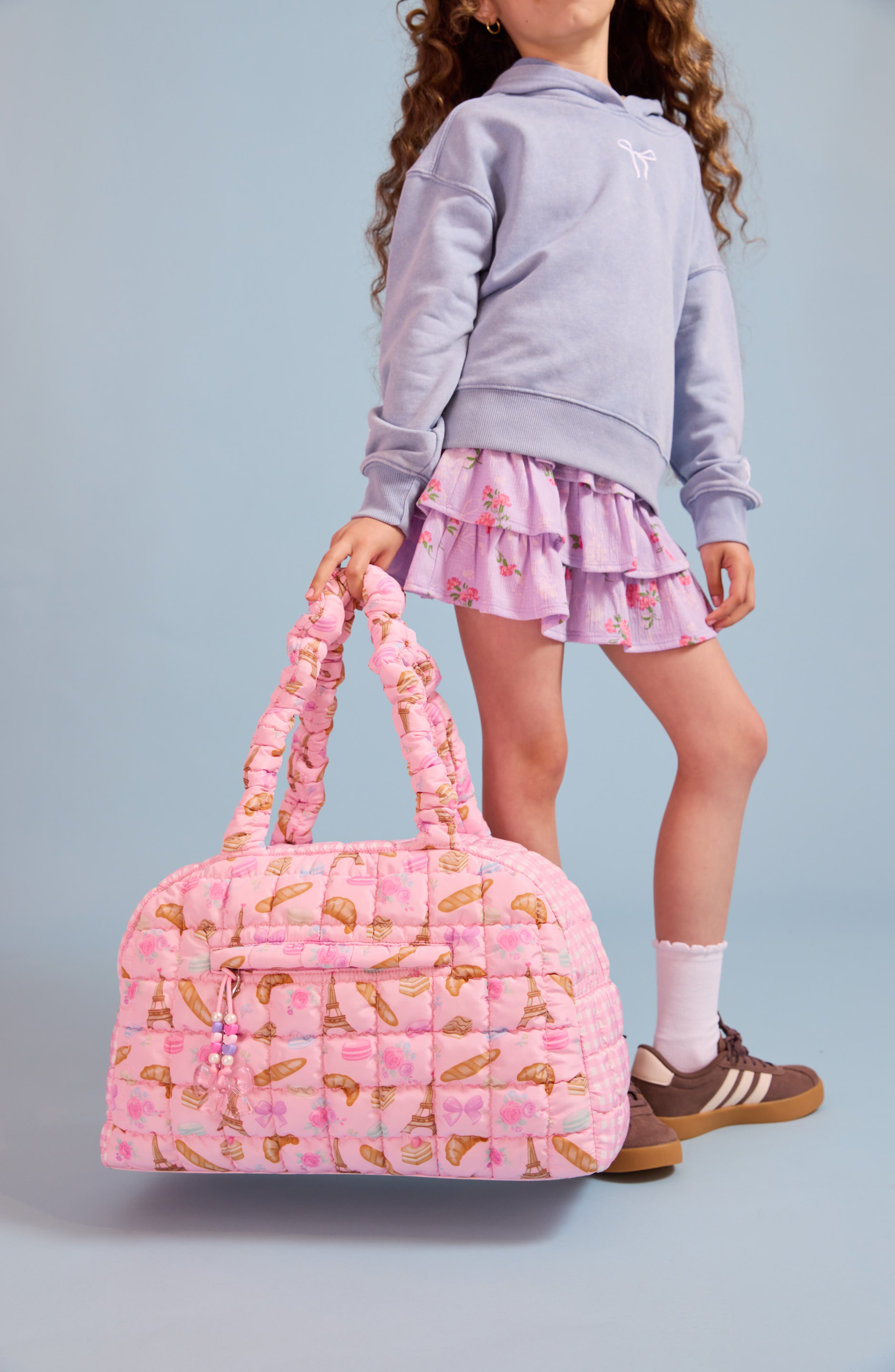 Kids' Paris Quilted Duffle Bag, Alternate, color, LOLLIPOP