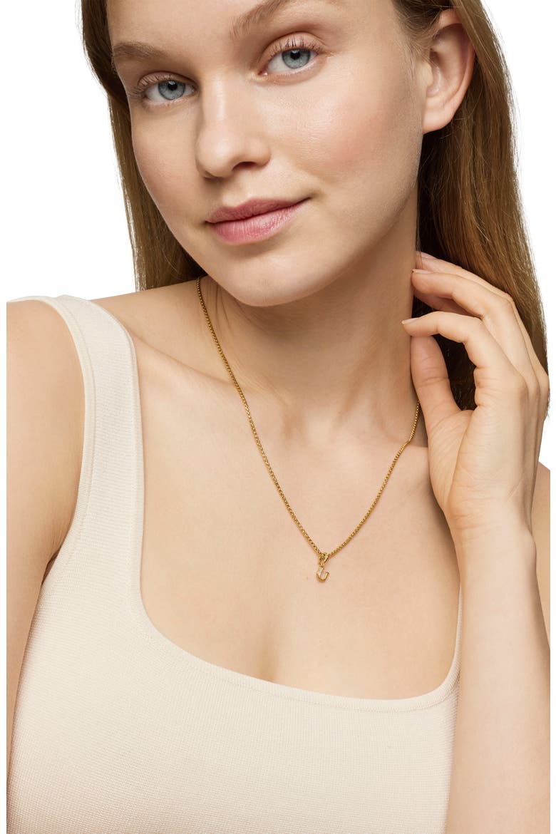 Pavé A Initial Pendant in 18K Yellow Gold with Diamonds, Alternate, color, 18K YELLOW GOLD - U