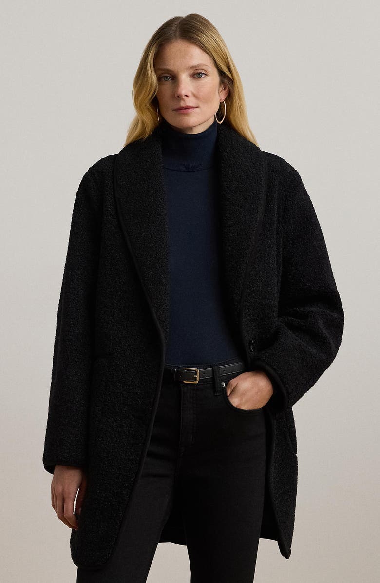 Lauren Ralph Lauren Shawl Collar Faux Shearling Coat, Alternate, color, 