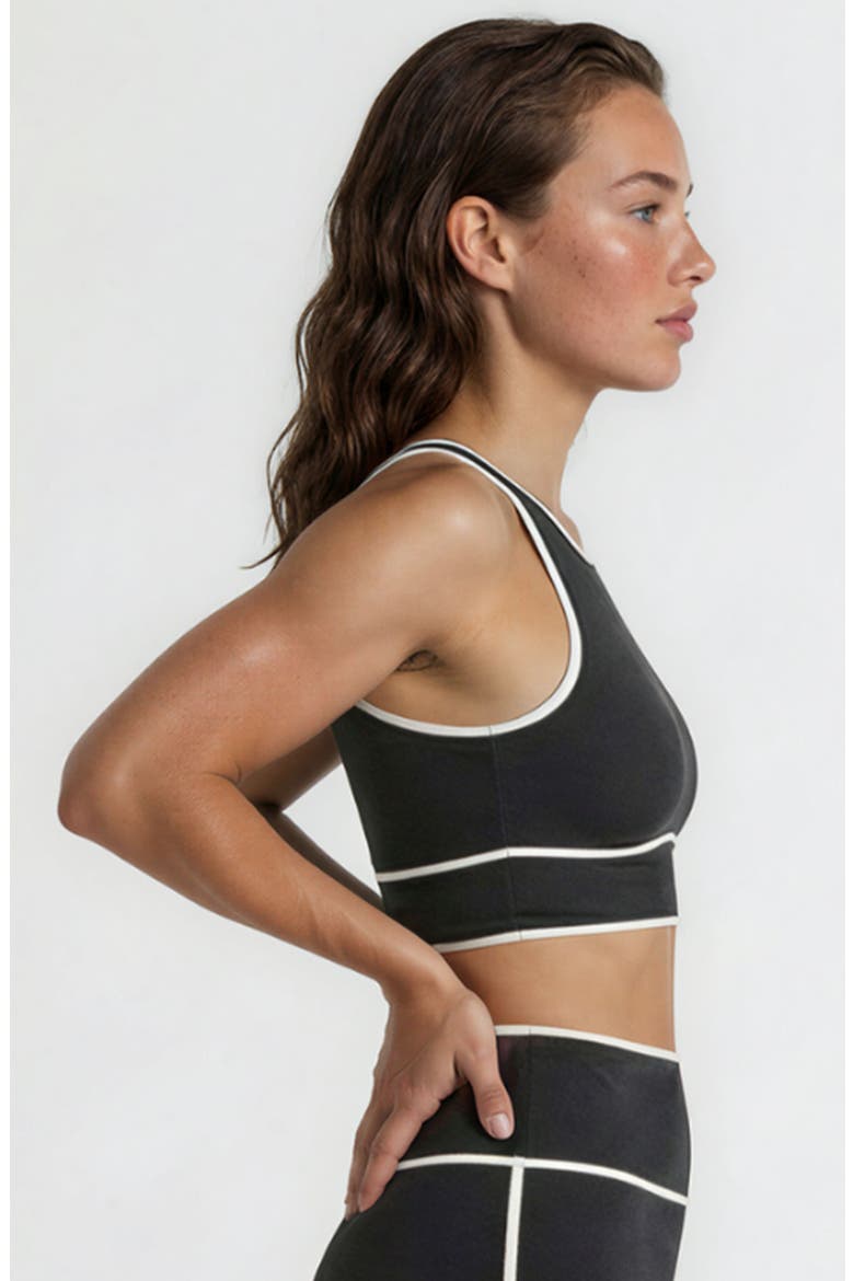 Long Line Swim Bra Two-Toned Collection, Alternate, color, Black & White
