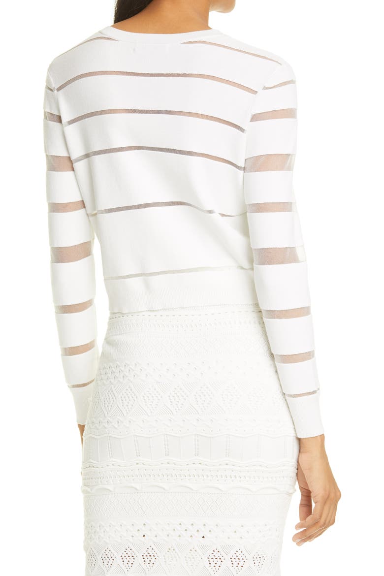 Sheer Stripe Cardigan, Alternate, color, WHITE