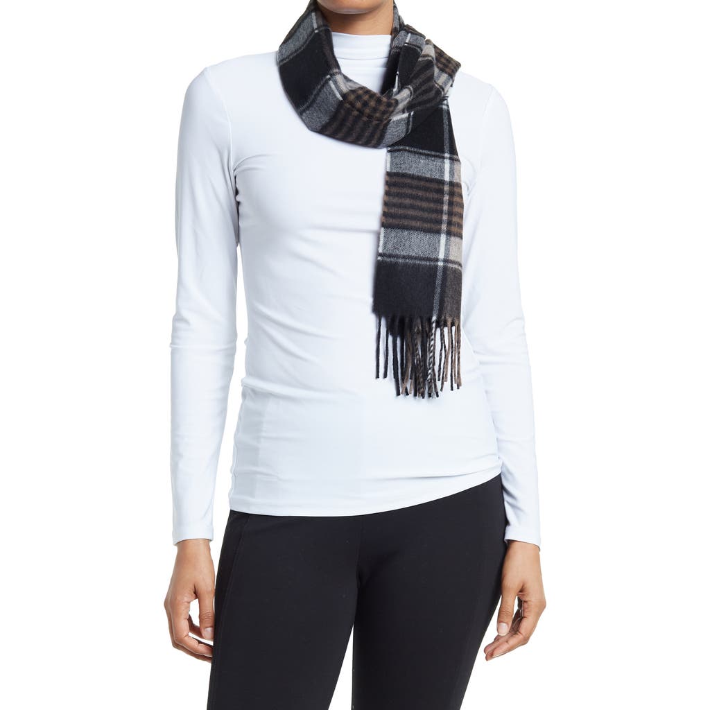 Hickey Freeman Plaid Cashmere Scarf In Black