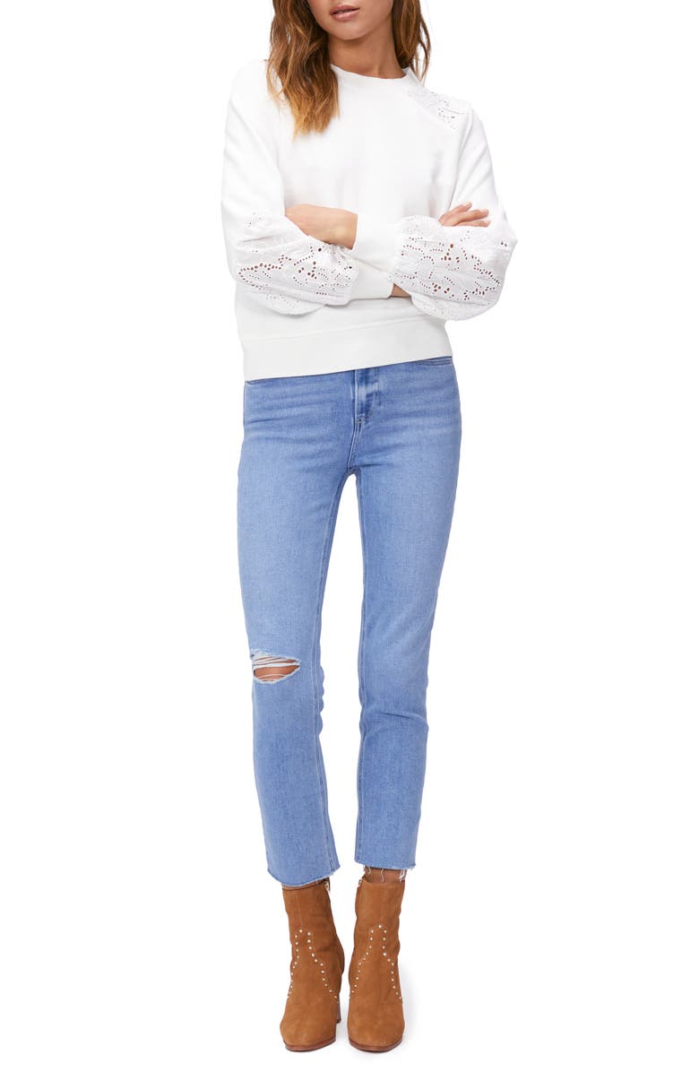 PAIGE Vivi Pointelle Cotton Sweatshirt, Alternate, color, 