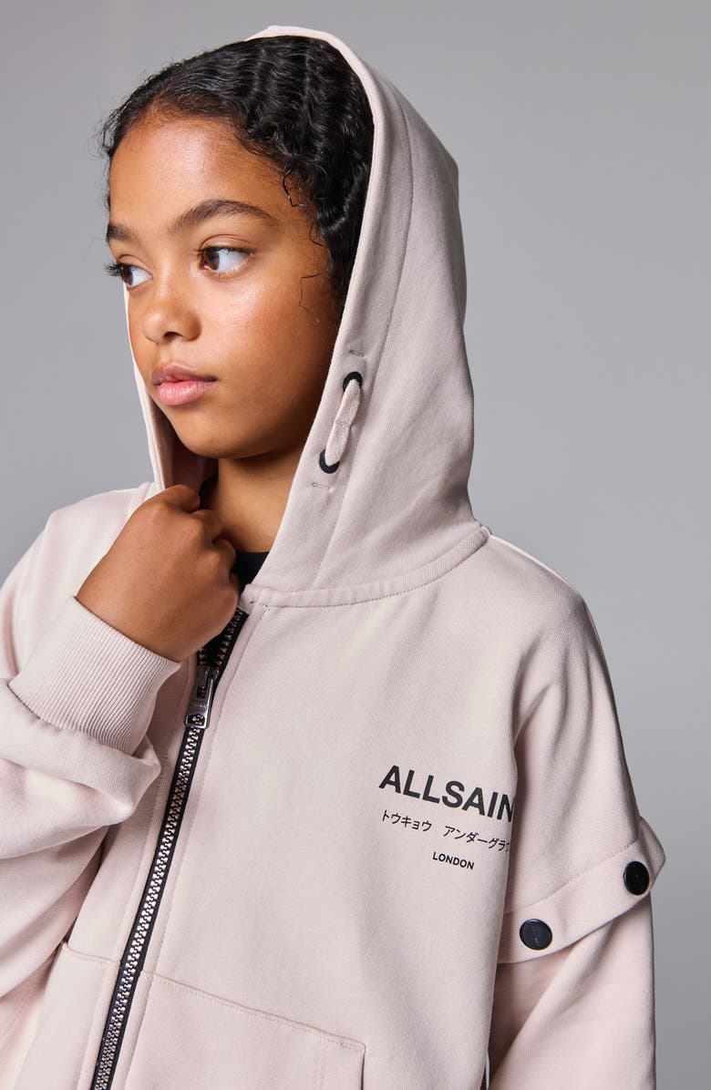 smALLSAINTS by ALLSAINTS Kids' Underground Zip Hoodie, Alternate, color, Pink