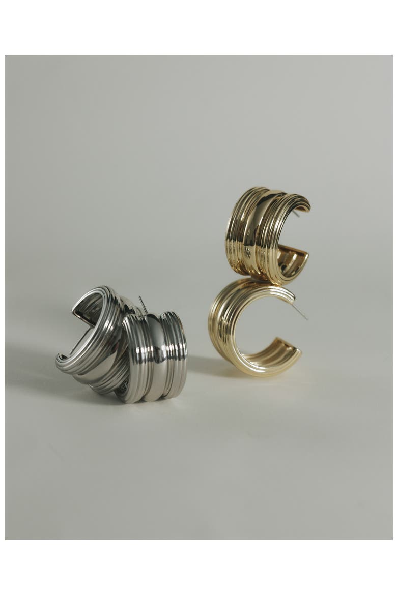 The Canyon Hoop Earrings, Alternate, color, GOLD