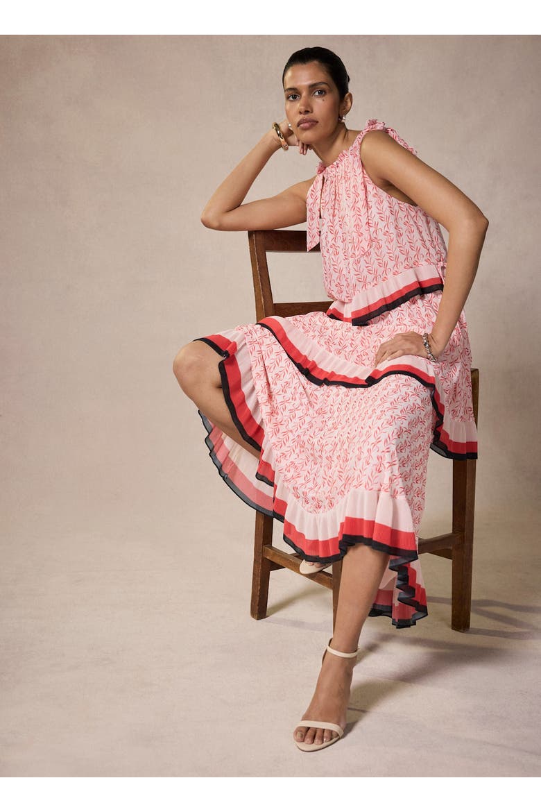 Printed Tiered Midaxi Dress, Alternate, color, Orange