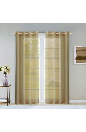 Dainty Home Sheer Set Of 2 Panel Curtains In Coffee