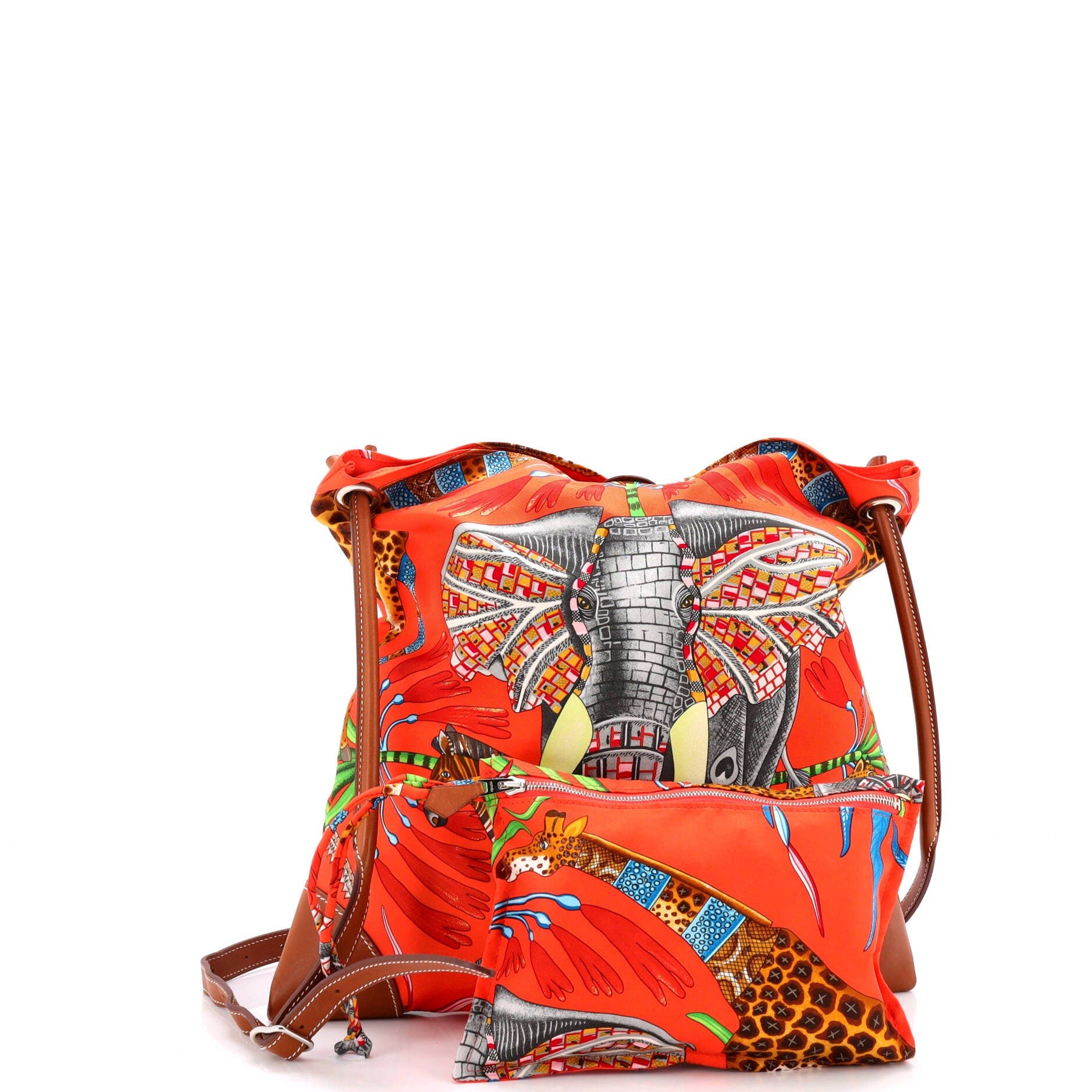 Pre-Owned Hermes Silky City Bag Printed Silk and Leather PM, Alternate, color, 