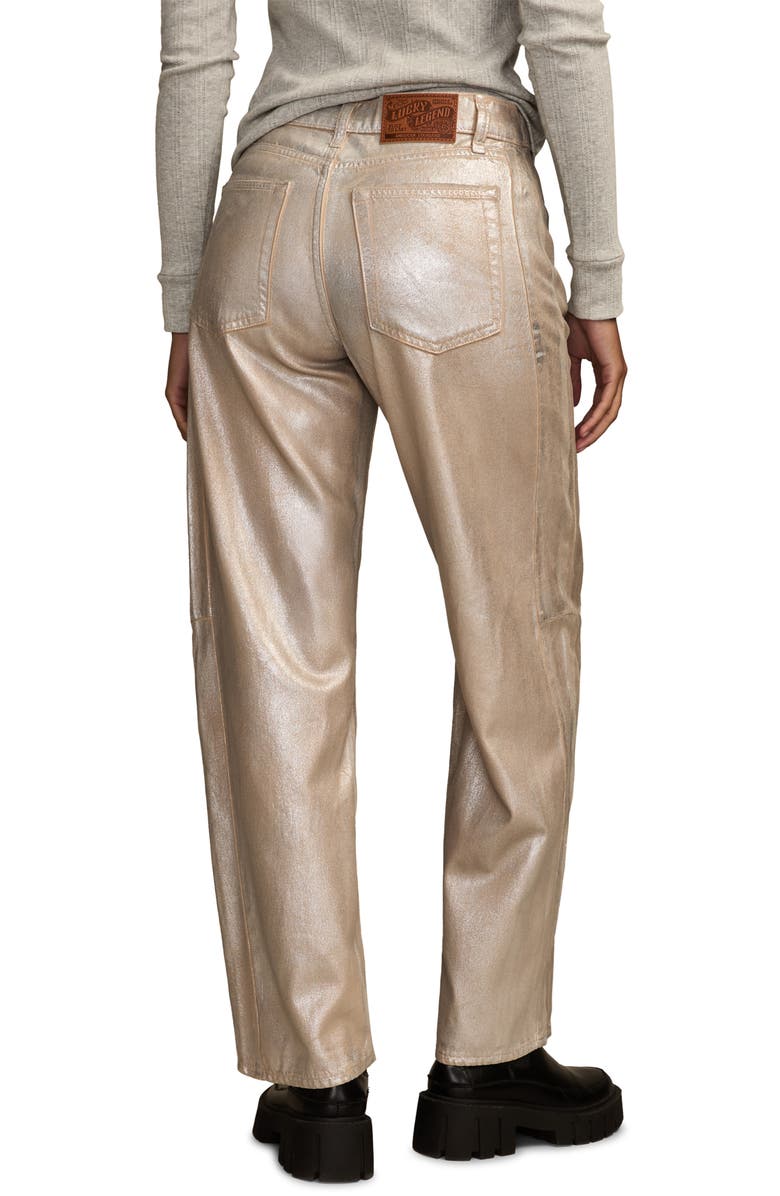 Lucky Brand Lucky Legend Metallic Barrel Leg Jeans, Alternate, color, Crushin On Khaki Wash