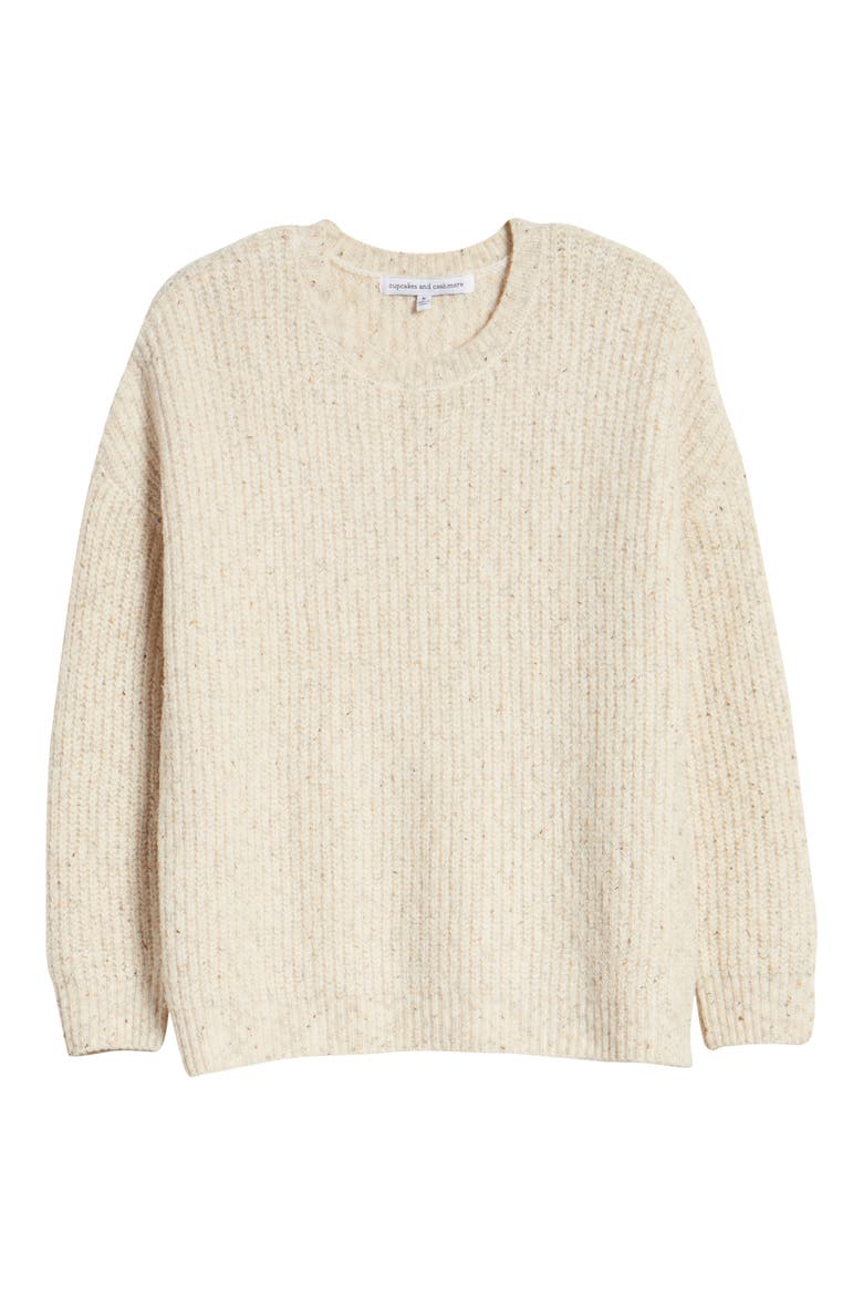 Petra Natural Speckle Yarn Sweater, Alternate, color, OATMEAL