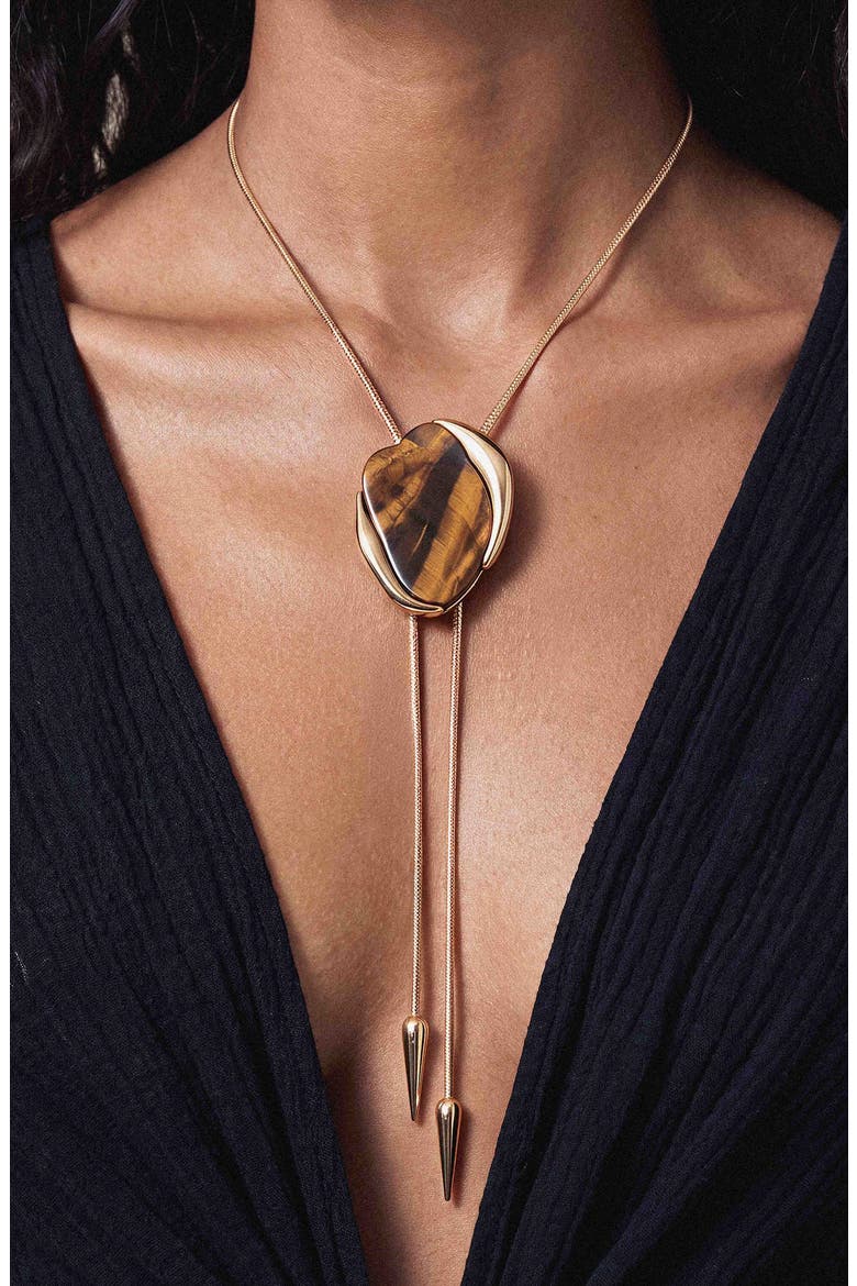 Tiger's Eye Statement Bolo Necklace, Alternate, color, TIGERS EYE