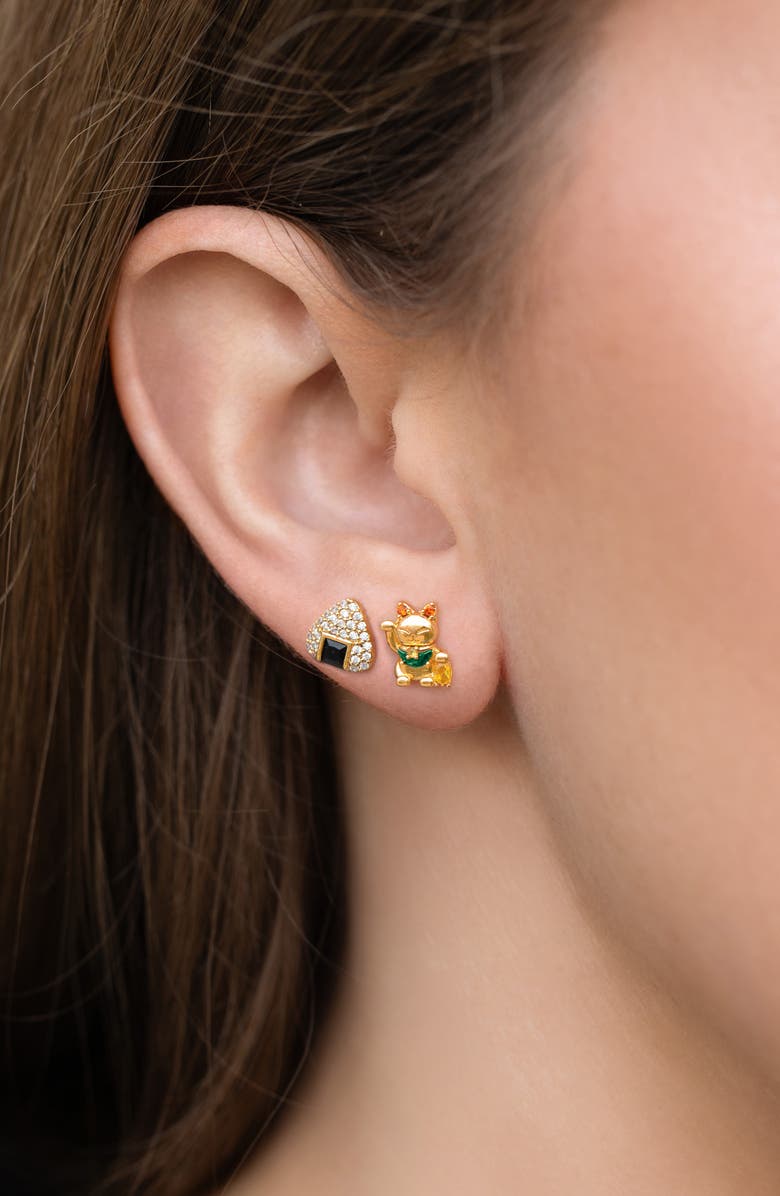 Girls Crew Tokyo Set of 4 Assorted Single Stud Earrings, Alternate, color, Gold