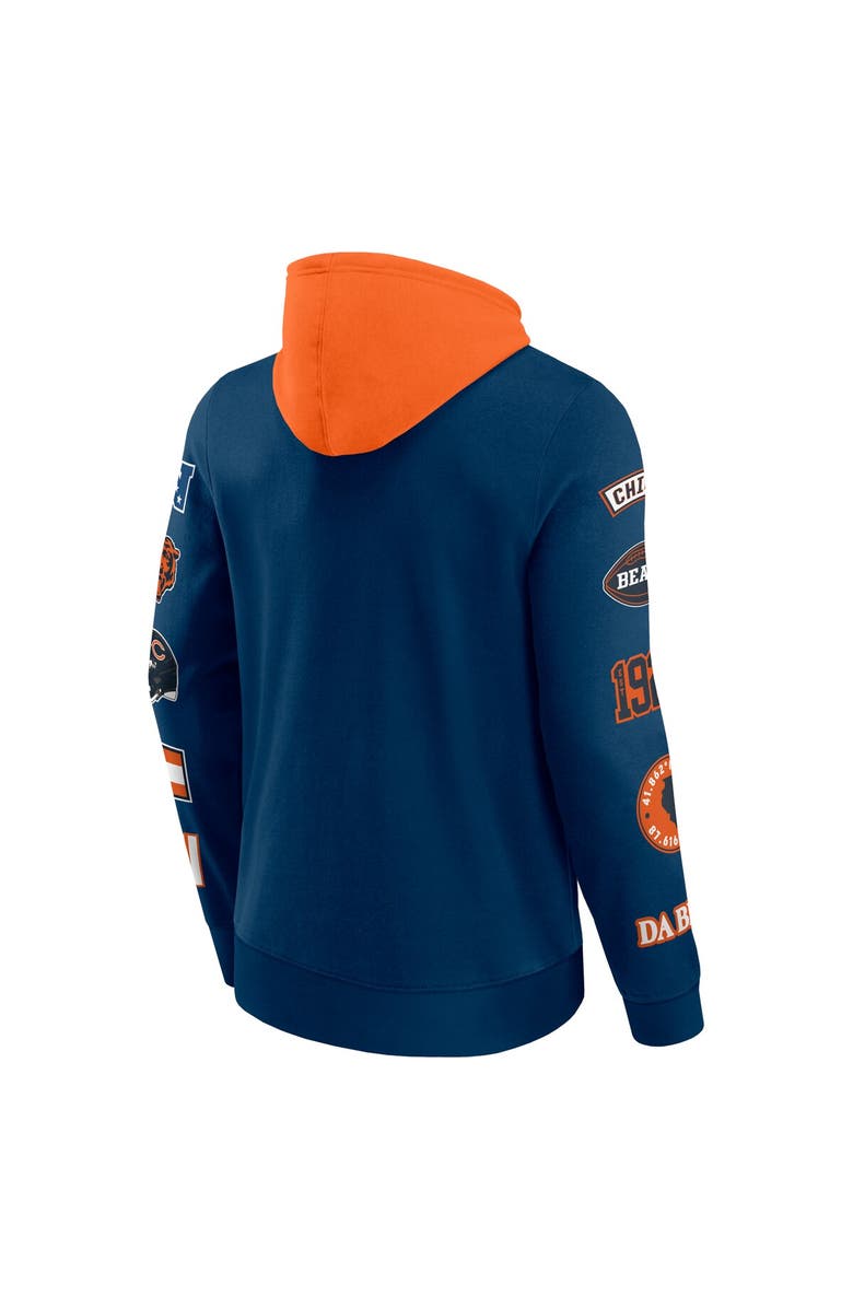 FANATICS Men's Fanatics  Navy/Orange Chicago Bears Patched Out Pullover Hoodie, Alternate, color, Navy