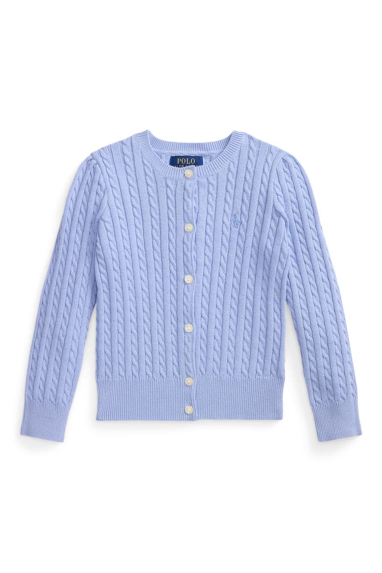 Kids' Mini Cable Cotton Cardigan, Main, color, BLUE