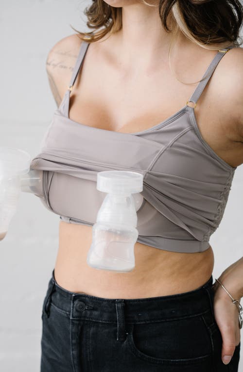 Davin & Adley Amelia Pumping And Nursing Crop Cami In Gray
