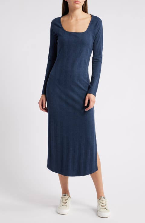 Square Neck Long Sleeve Maxi Dress