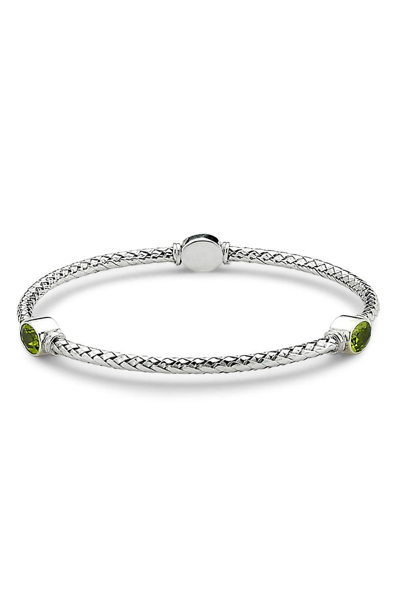 SAMUEL B. Sterling Silver Peridot Station Bangle, Main, color, Green