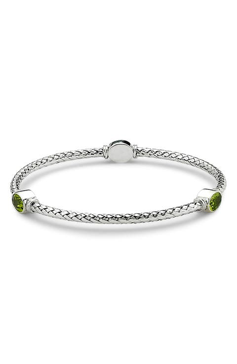 Sterling Silver Peridot Station Bangle