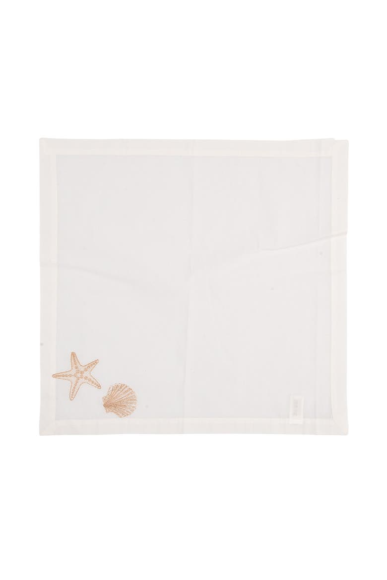 Sandy Coast Starfish & Shell Cloth Napkins Set of 6, Alternate, color, White