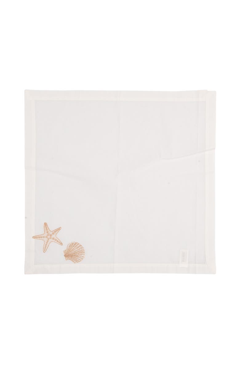 C&F Home Sandy Coast Starfish & Shell Cloth Napkins Set of 6, Alternate, color, White