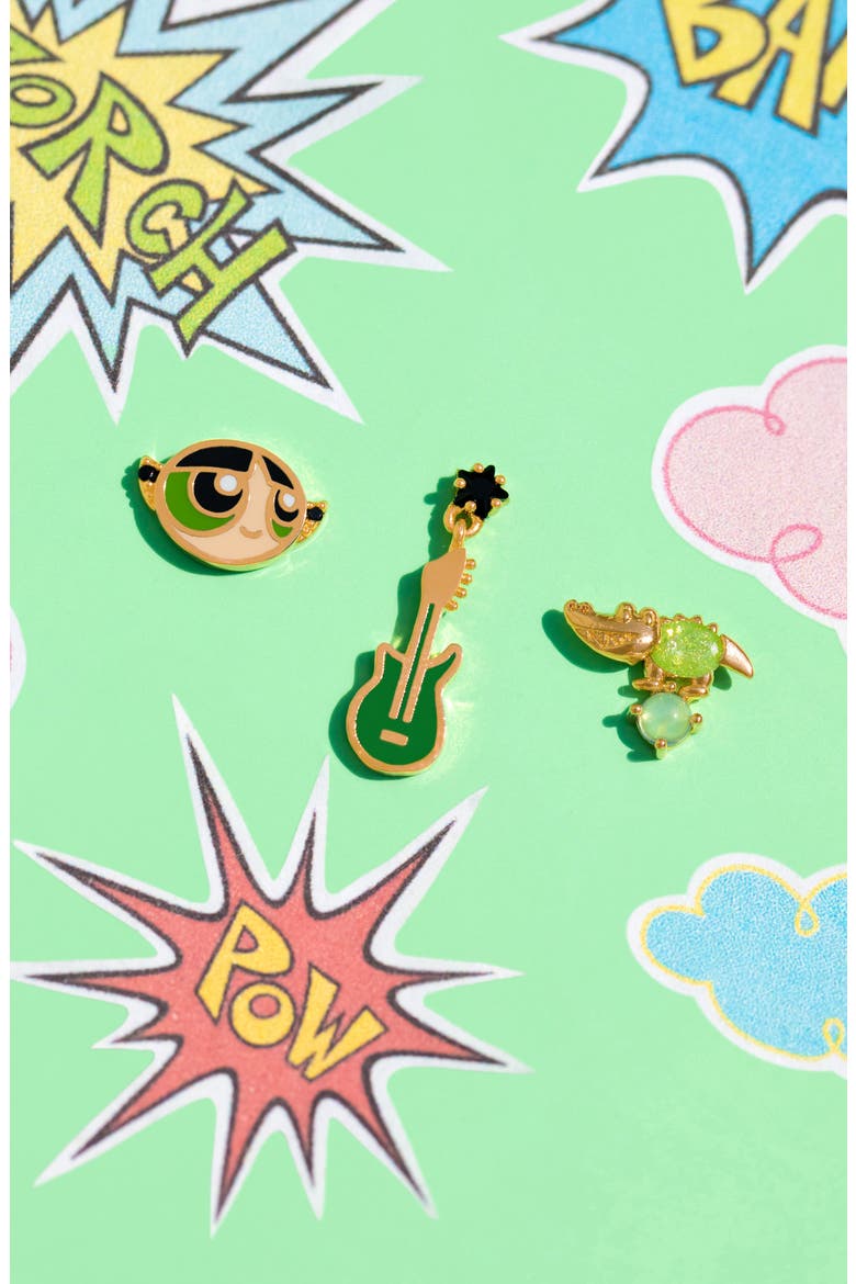 The Powerpuff Girls Buttercup Set of 3 Single Stud Earrings, Alternate, color, GOLD