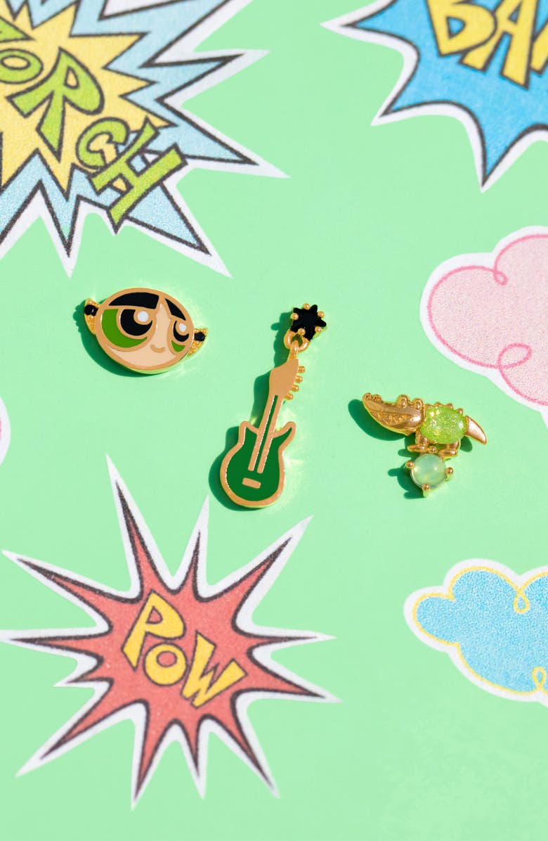 Girls Crew The Powerpuff Girls Buttercup Set of 3 Single Stud Earrings, Alternate, color, Gold