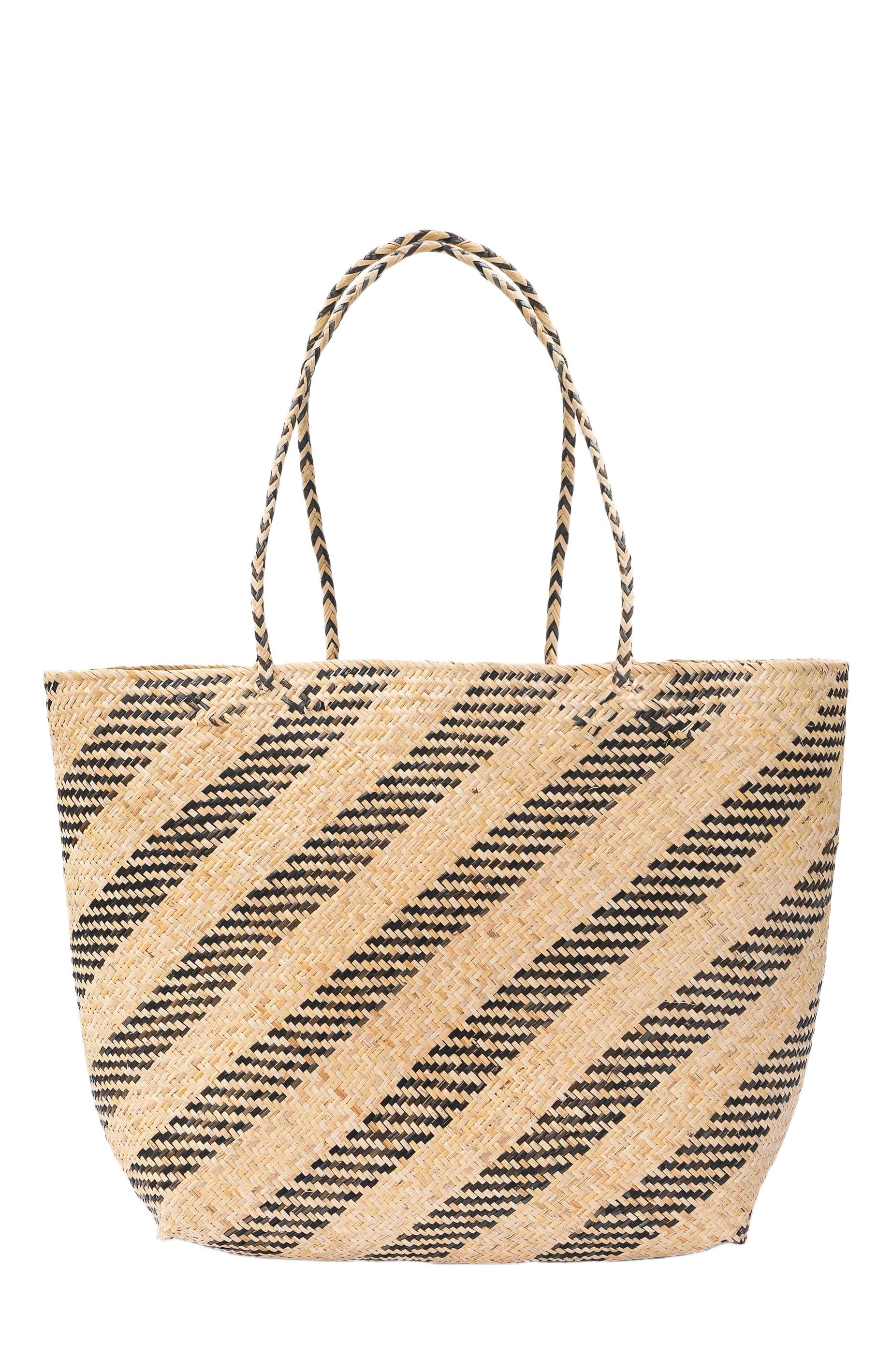 The Artisan & Company Rattan Market Tote-Natural, Main, color, Natural/Black