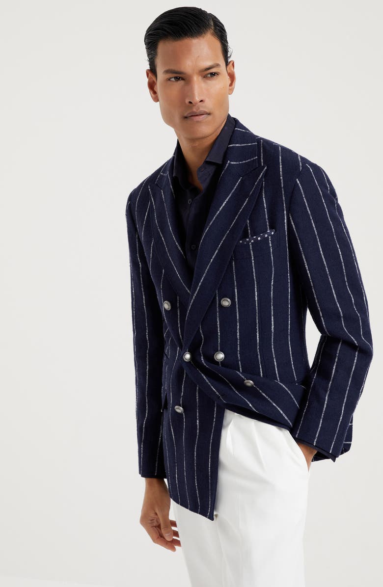Brunello Cucinelli Chalk stripe deconstructed blazer, Alternate, color,