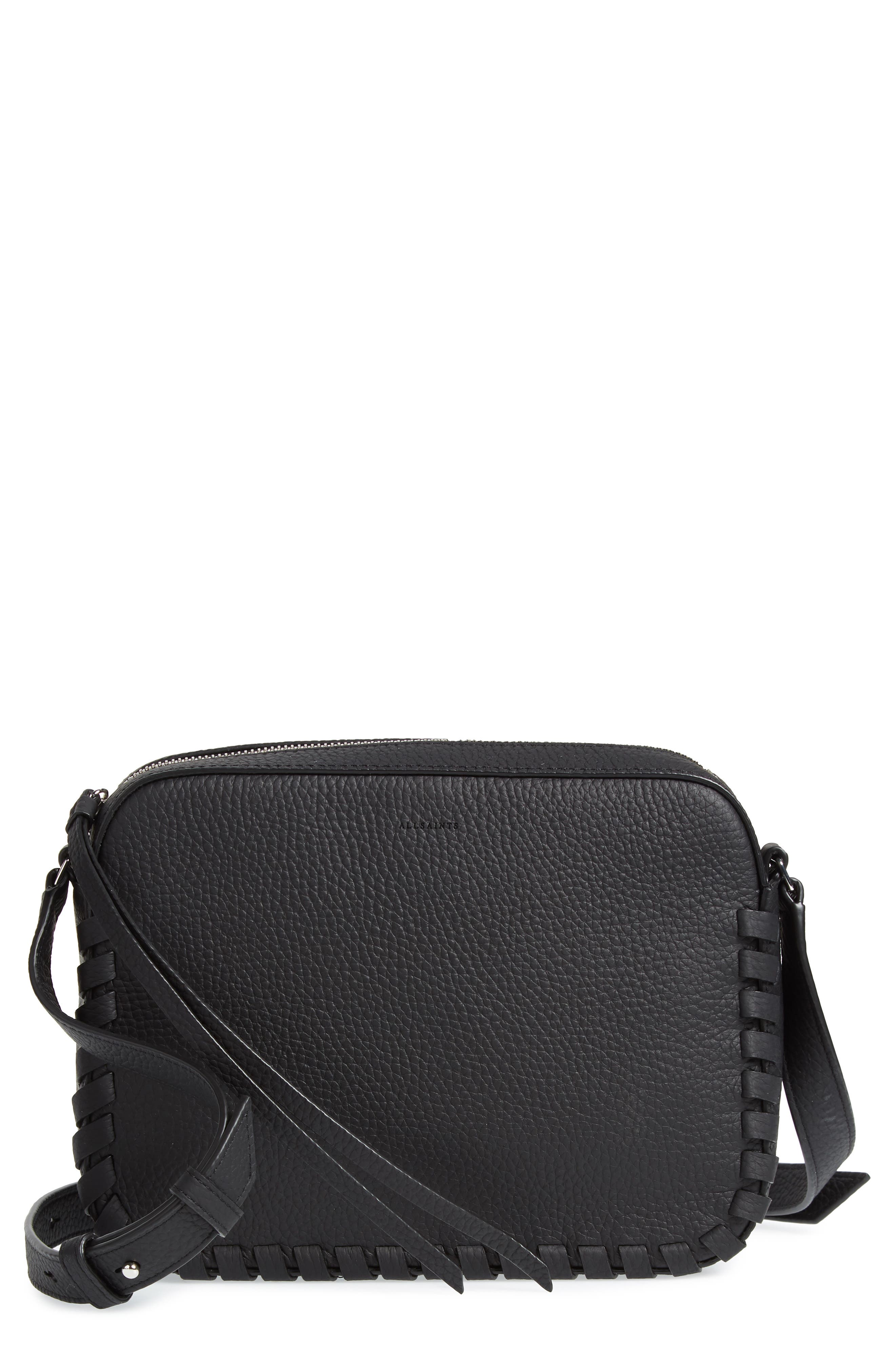 AllSaints Kepi Mini Leather Crossbody Bag, Main, color, 