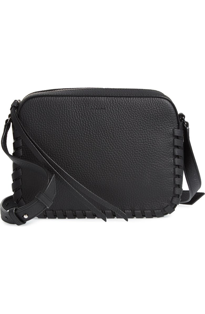 AllSaints Kepi Mini Leather Crossbody Bag, Main, color,