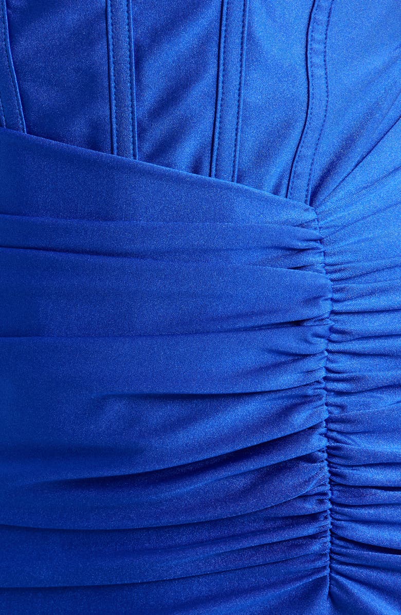 Emerald Sundae Stretch Satin Corset Gown, Alternate, color, Cobalt