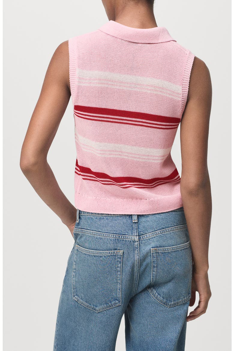 Sleeveless Stripe Knit Polo Sweater, Alternate, color, PASTEL PINK