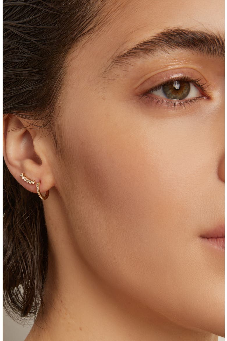 Lab Grown Sapphire Climber Flatback Earring, Alternate, color, Yellow Gold Vermeil