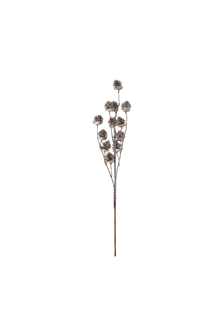 Plastic Pinecone Stem with Glitter, Champagne Finish, Main, color, Champagne