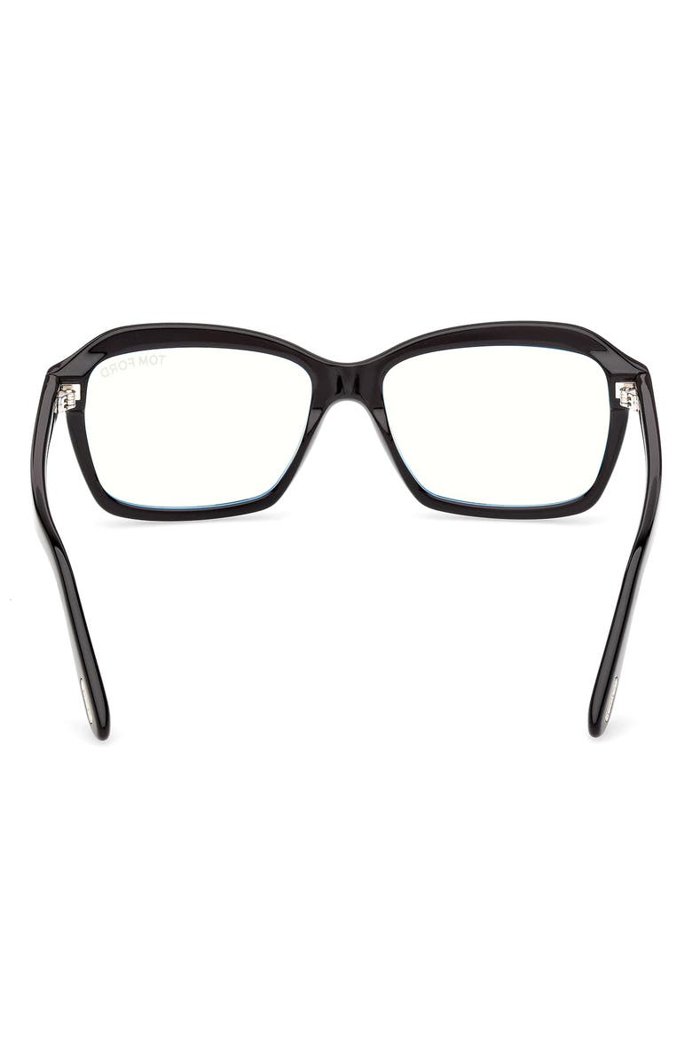 TOM FORD 54mm Rectangular Optical Glasses, Alternate, color, Shiny Black / T Logo