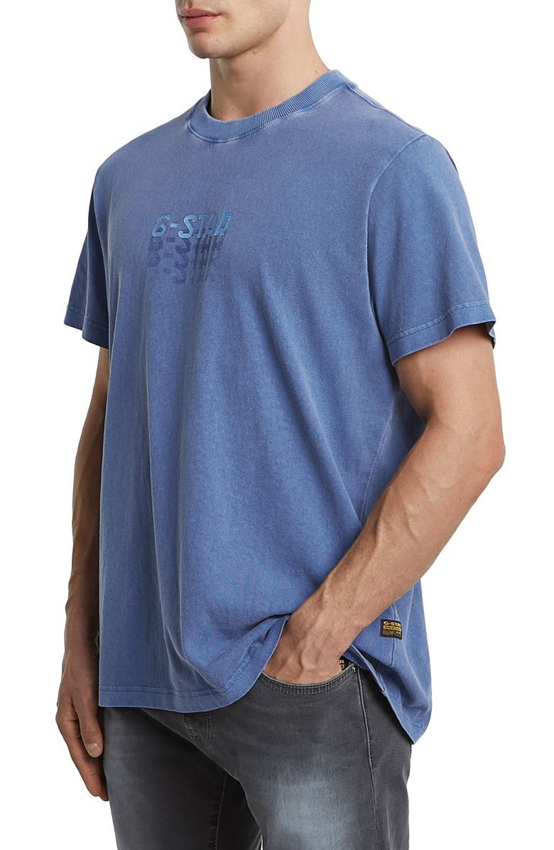G-STAR Multilogo Overdyed Loose Fit Organic Cotton Graphic T-Shirt, Alternate, color, Dutch Blue