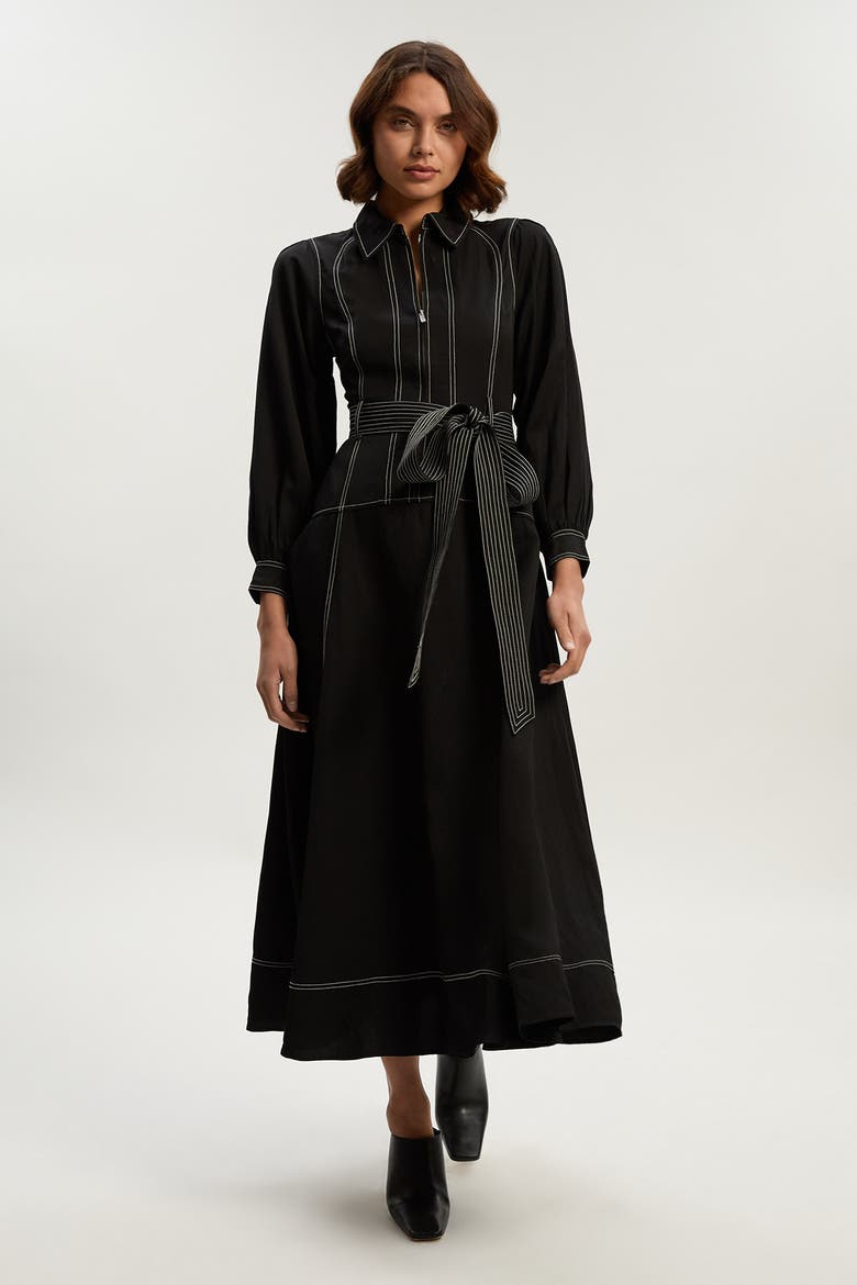 Twill Maxi Dress, Main, color, Black