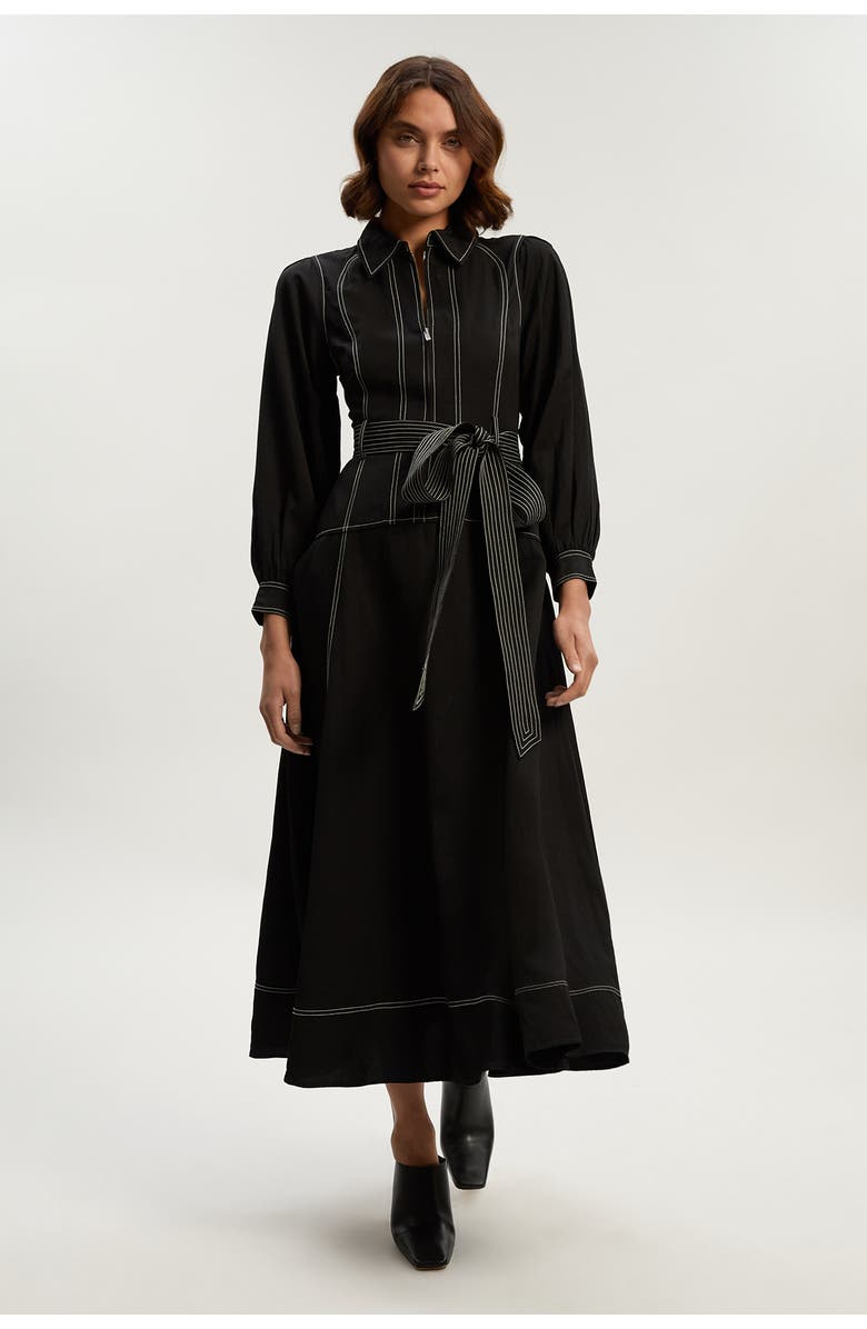 Karen Millen Twill Maxi Dress, Main, color, Black