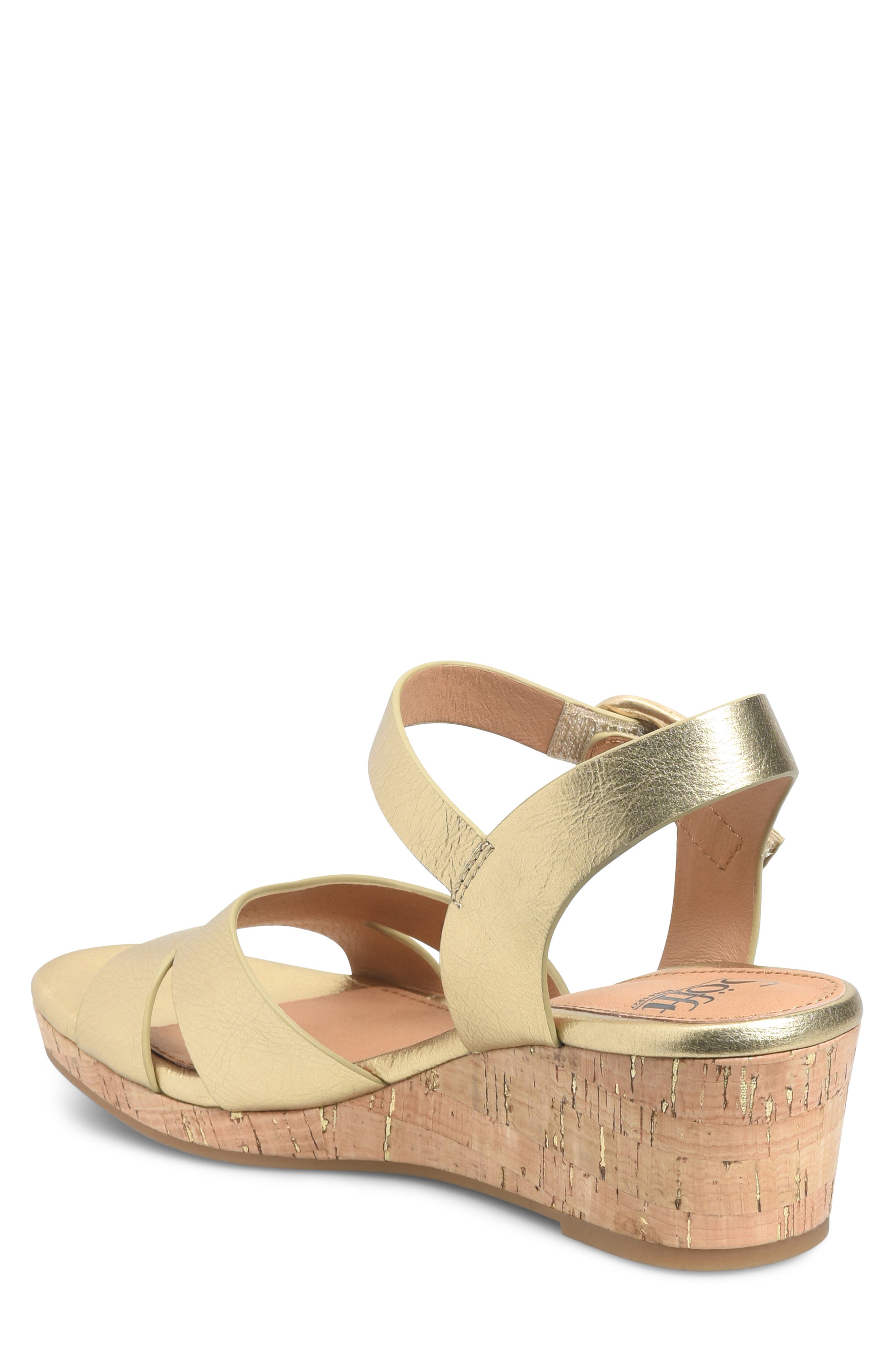 Vanessa Ankle Strap Platform Wedge Sandal, Alternate, color, GOLD