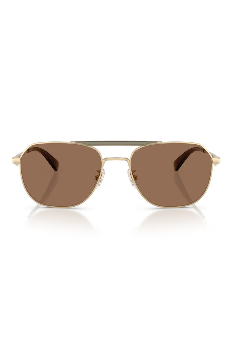 57mm Pilot Sunglasses, Main, color, SATIN GOLD / OLIVE / BROWN