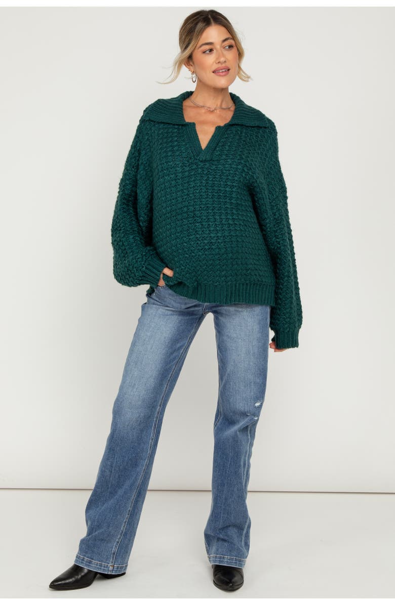 PinkBlush Lightly Distressed Maternity Straight Leg Jeans, Alternate, color, Navy Blue