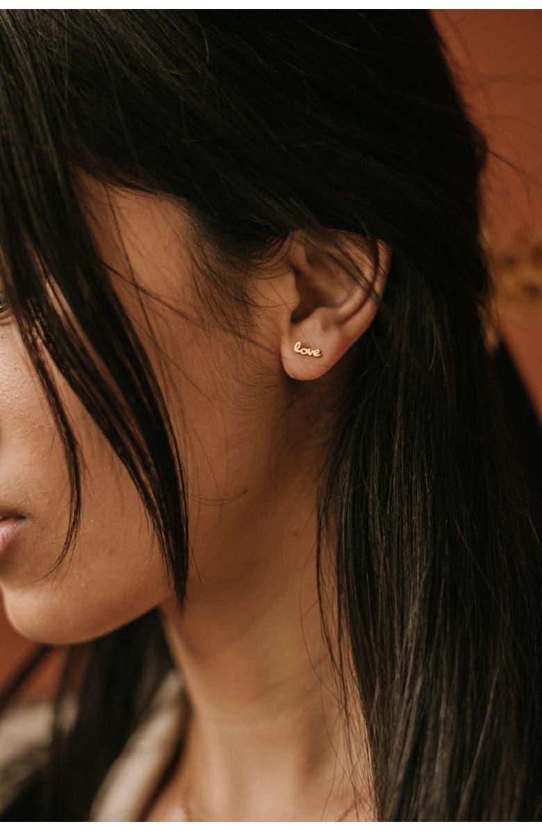 ELLIOT YOUNG "USE YOUR WORDS" 14K GOLD STUD EARRINGS - LOVE, Alternate, color,