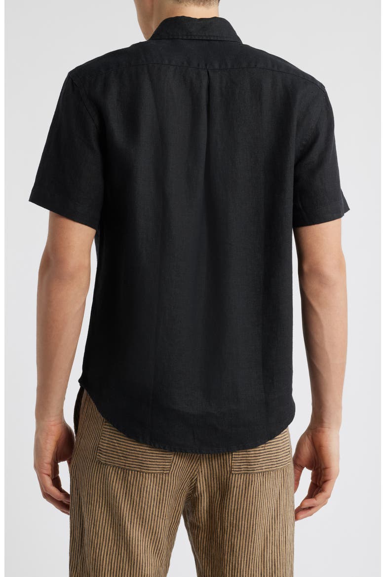 Ola Linen Short Sleeve Button-Up Shirt, Alternate, color, NIGHT