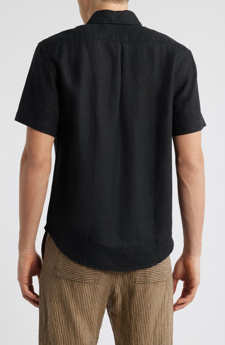 ALEX CRANE Ola Linen Short Sleeve Button-Up Shirt, Alternate, color, Night
