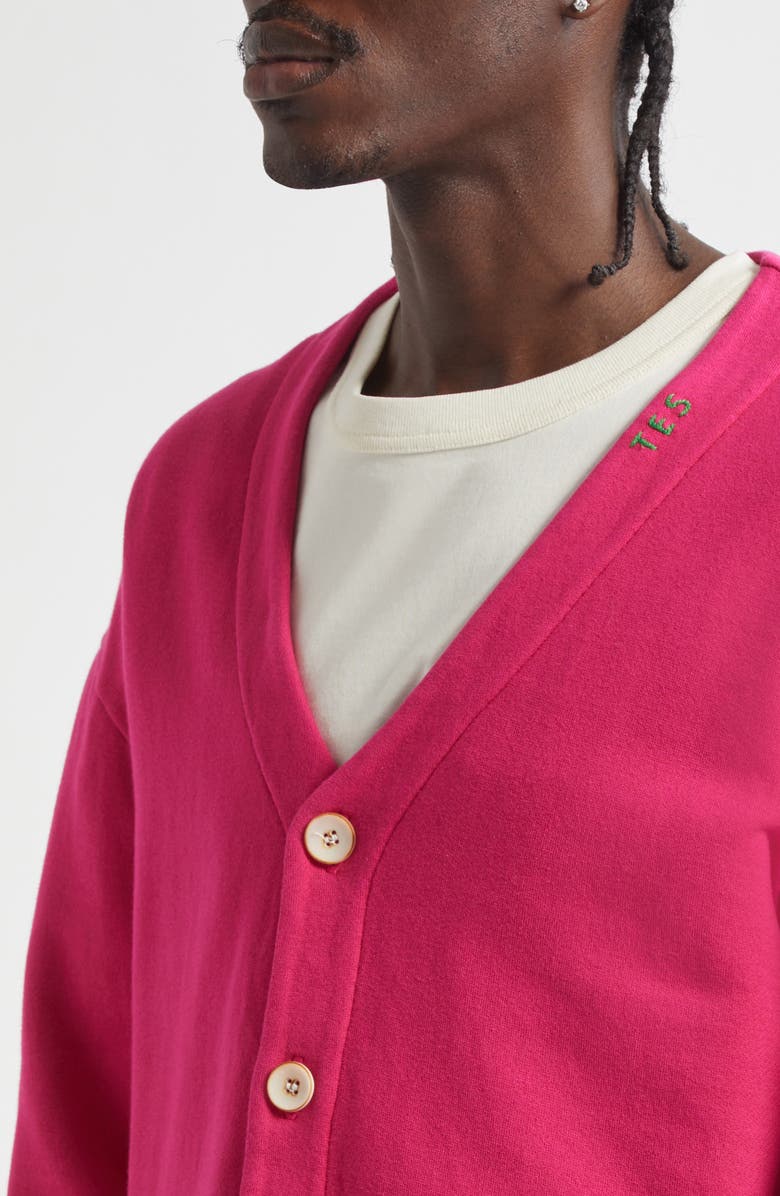 The Elder Statesman Daily Cardigan, Alternate, color, Bright Pink