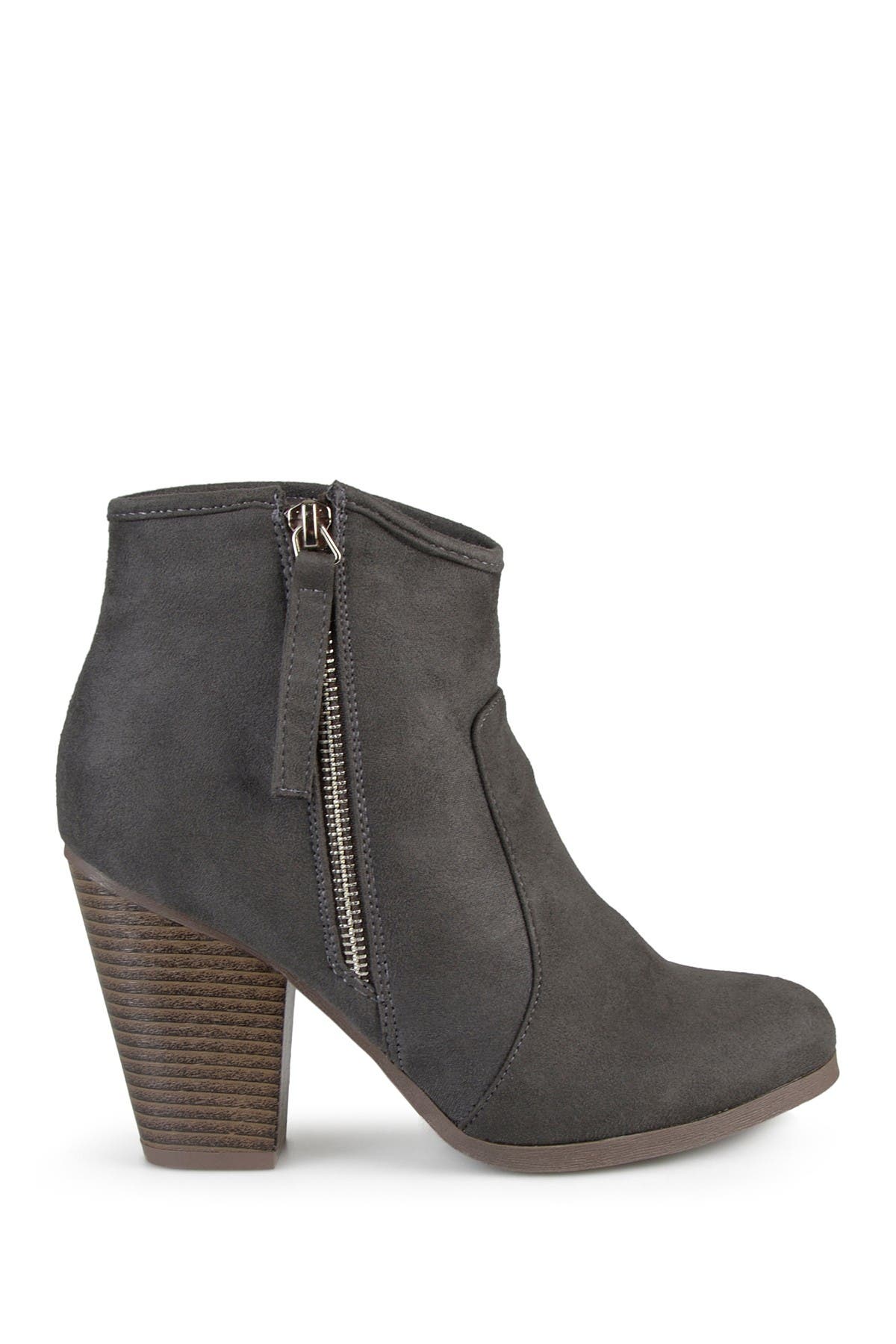 Journee Collection Link Round Toe Bootie, Alternate, color, Charcoal