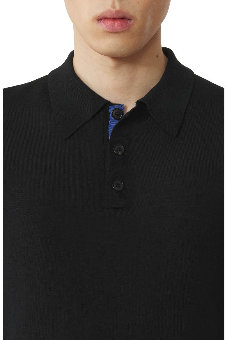 Classic Polo Shirt In Merino Wool, Alternate, color, Black