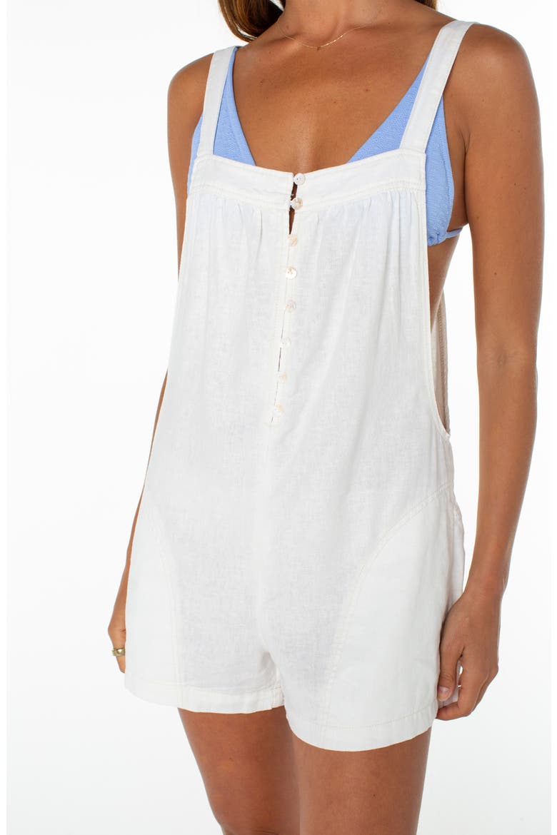 Sail & Bow Linen Blend Romper, Alternate, color, CLOUD DANCER